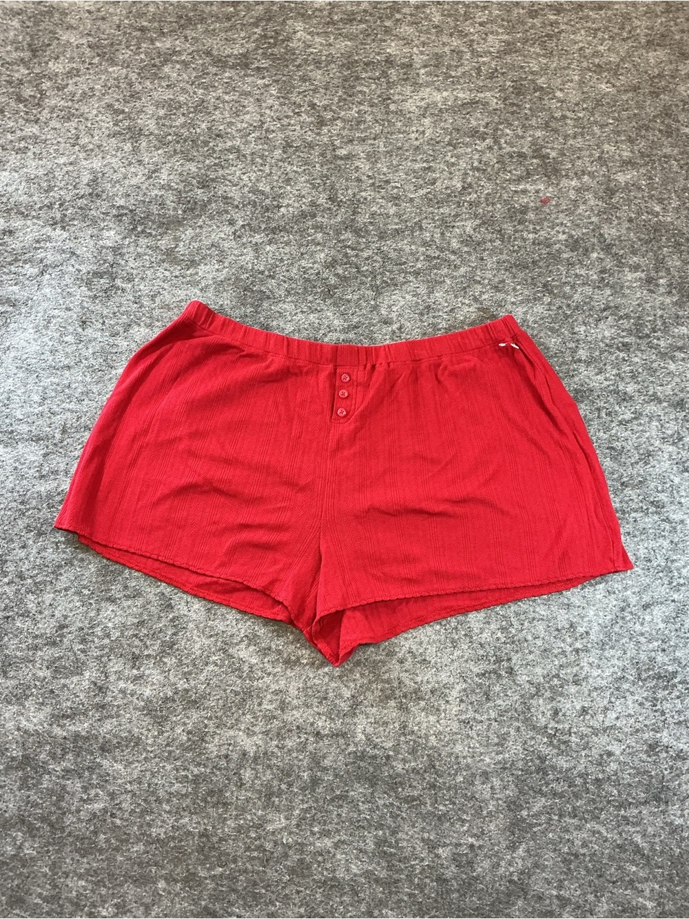 J. Crew Red Cotton Ribbed Pointelle Sleep Shorts Size L